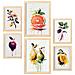 Set Di 6 Stampe Poster Di Frutta Succosa, Verdura E Cibo Sano In Acquerello Su Bianco Puro A3 & A4 Telaio In Legno Chiaro - Foto miniatura 1