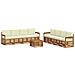 Set divani 9 pcs Naturale e Crema Legno di Acacia Massello - Foto miniatura 1