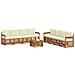 Set divani 9 pcs Naturale e Crema Legno di Acacia Massello - Foto miniatura 3