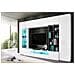 Parete Attrezzata Ocean, Set Salotto Porta Tv, Mobile Soggiorno Multiuso Con Luce Led, 100% Made In Italy, Cm 290x40h192, Bianco Lucido E Ardesia - Foto miniatura 1