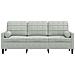 Divano A 3 Posti Con Cuscini Grigio Chiaro 180 Cm In Velluto - Foto miniatura 3
