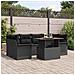 Set di Divani da Giardino a 7 Pezzi con Cuscini Nero in Rattan Polietilene Acacia - Foto miniatura 2