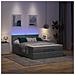 Pouf Letto con Materasso e LED Grigio Scuro 140x200 cm - Foto miniatura 3