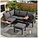 Set Di Mobili Da Giardino, Divano + Tavolino + Tavolino, Tubo D'acciaio Zincato, Piano D'appoggio In Legno Di Plastica, Grigio+nero - Foto miniatura 1