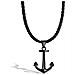 Collana in Pelle per Uomo, ""Anchor"", 50cm, Nero - Foto miniatura 1