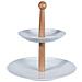 Patera In Porcellana Con Supporto In Legno Per Torte, Torte, Frutta - 2 Livelli - Foto miniatura 1