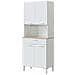 Armadio Multiuso Chandler, Mobile Ausiliario Da Cucina, Credenza A 4 Ante E 1 Cassetto Con Ripiani, Armadio Aperto, 72x40h186 Cm, Bianco E Rovere - Foto miniatura 2