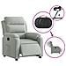 Poltrona Elettrica Reclinabile Grigio Chiaro In Vera Pelle - Foto miniatura 5