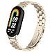 Cinturino In Acciaio Inossidabile Solido A Tre Perle Compatibile Con Xiaomi Mi Band 9, Colore Avorio, Design Elegante E Resistente Gold - Foto miniatura 3
