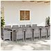 Set da Pranzo da Giardino  da 13 Pezzi con Cuscini Grigio Chiaro Polyrattan, Tavolo da Giardino  Grigio Chiaro 150x100x73 cm Polyrattan, Sedie da Giardino  con Cuscini 4 pcs Grigio Chiaro Polyrattan - Foto miniatura 3