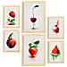 Set Di 6 Stampe Poster Di Frutti Rossi, Frutta, Verdura E Cibo Sano In Acquerello Su Bianco Puro A3 & A4 Telaio In Legno Chiaro - Foto miniatura 1