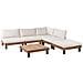 Set Di Divani Angolari Da Giardino 5 Posti Frazzano Legno Di Acacia Certificato Bianco Sporco - Foto miniatura 3