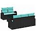 Set Divano da Giardino con cuscino 6 pcs Nero e Turchese - Foto miniatura 1