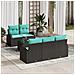 Set Divano da Giardino con cuscino 6 pcs Nero e Turchese - Foto miniatura 2