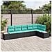Set Divano da Giardino 6 pz Nero e Turchese polyrattan - Foto miniatura 4