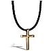 Collana da Uomo in Vera Pelle, ""Cross"", 60cm, Oro - Foto miniatura 1
