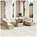 Set di divani da giardino 11 pezzi con cuscini Beige in Rattan - Foto miniatura 2