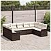 Set di Divano da Giardino  9 Pezzi con Cuscini in Rattan Poliestere Marrone, Divano da Giardino  2 Posti con Scaffale e Cuscini in Rattan Poliestere Marrone - Foto miniatura 3