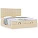 Struttura Letto Pouf con Materassi Crema 160x200 cm in Tessuto - Foto miniatura 4