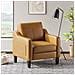 Poltrona moderna in PU, stile Mid-Century, con tasca laterale portaoggetti, comfort ergonomico per soggiorno e ufficio, marrone giallastro - Foto miniatura 1