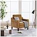 Poltrona moderna in PU, stile Mid-Century, con tasca laterale portaoggetti, comfort ergonomico per soggiorno e ufficio, marrone giallastro - Foto miniatura 5