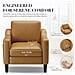 Poltrona moderna in PU, stile Mid-Century, con tasca laterale portaoggetti, comfort ergonomico per soggiorno e ufficio, marrone giallastro - Foto miniatura 7