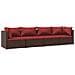 Set Divani Da Giardino 4 Pz Con Cuscini In Polyrattan Marrone - Foto miniatura 1