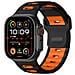Elegante Cinturino In Silicone Per Apple Watch 42/44/45/46/49mm Black+orange - Foto miniatura 1