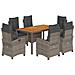 Set da Pranzo da Giardino 7 pz con Cuscini in Polyrattan Grigio - Foto miniatura 1