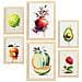 Set Di 6 Stampe Poster Di Frutta Estiva, Verdura E Cibi Sani In Acquerello Su Bianco Puro A3 & A4 Telaio In Legno Chiaro - Foto miniatura 1