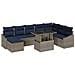 Set Divano da Giardino con cuscino 9 pcs Grigio e Blu Navy - Foto miniatura 1