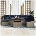 Set Divano da Giardino con cuscino 9 pcs Grigio e Blu Navy - Foto miniatura 3