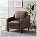 Poltrona moderna in PU, stile Mid-Century, con tasca laterale portaoggetti, comfort ergonomico per soggiorno e ufficio, marrone cioccolato - Foto miniatura 5