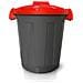 Bidone Dusty 25 Litri Con Maniglie - Grigio Con Coperchio Rosso - - Foto miniatura 1