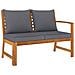 Panca Da Giardino 114,5cm Con Cuscino Grigio Massello Di Acacia - Foto miniatura 1