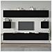 Set Mobili Porta Tv 6 Pz Nero In Legno Multistrato - Foto miniatura 1
