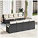 Set di divano da giardino  9 pezzi con cuscini Nero Polirattan Acacia, Divano da giardino  2 posti con cuscini Nero Polirattan - Foto miniatura 2