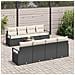 Set di divano da giardino  9 pezzi con cuscini Nero Polirattan Acacia, Divano da giardino  2 posti con cuscini Nero Polirattan - Foto miniatura 3