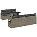 Set divano da giardino 8 pezzi con cuscini grigio polyrattan, Divano da giardino 2 posti con spazio di stoccaggio e cuscini grigio polyrattan - Foto miniatura 1