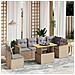 Set Divani da Giardino 7 pz con Cuscini Beige in Polyrattan - Foto miniatura 2
