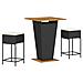 Set Bar da Giardino 3 pz con Cuscini in Polyrattan Nero - Foto miniatura 1