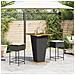 Set Bar da Giardino 3 pz con Cuscini in Polyrattan Nero - Foto miniatura 3