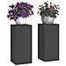 Supporti per Piante da Esterno Colonna 2 pz Nero 24x24x55 cm Acciaio - Foto miniatura 3