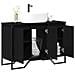 Mobile Lavabo Rovere Nero 91x35x60 cm Legno Ingegnerizzato - Foto miniatura 3