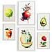 Set Di 6 Stampe Poster Di Frutta Estiva, Verdura E Cibo Sano In Acquerello Su Sfondi Bianchi Puri A3 & A4 Cornice Bianca - Foto miniatura 1