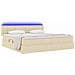 Letto con contenitore e LED con led Crema 200 x 200 cm Tessuto - Foto miniatura 3