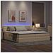 Letto con contenitore e LED con led Crema 200 x 200 cm Tessuto - Foto miniatura 5
