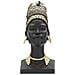 Scultura Donna Masai Con Turbante Busto Etnico In Resina Nera - Foto miniatura 1