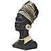 Scultura Donna Masai Con Turbante Busto Etnico In Resina Nera - Foto miniatura 3