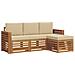 Set divani 4 pcs Naturale e Beige Legno di Acacia Massello - Foto miniatura 1